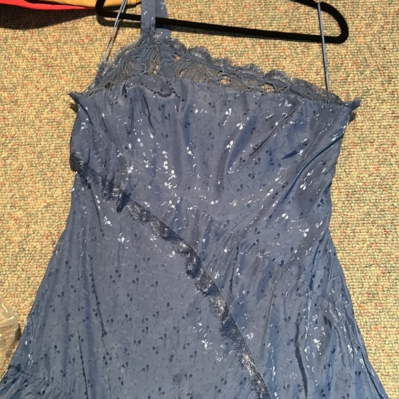 NWT Anthropologie Asymmetrical Lace Blue Maxi Dress Size 16 - Picture 15 of 15